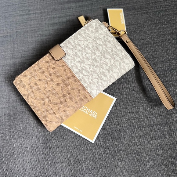 NWT MICHAEL KORS DOUBLE ZIP WRISTLET WALLET 8 IPHONE CASE - Picture 3 of 8